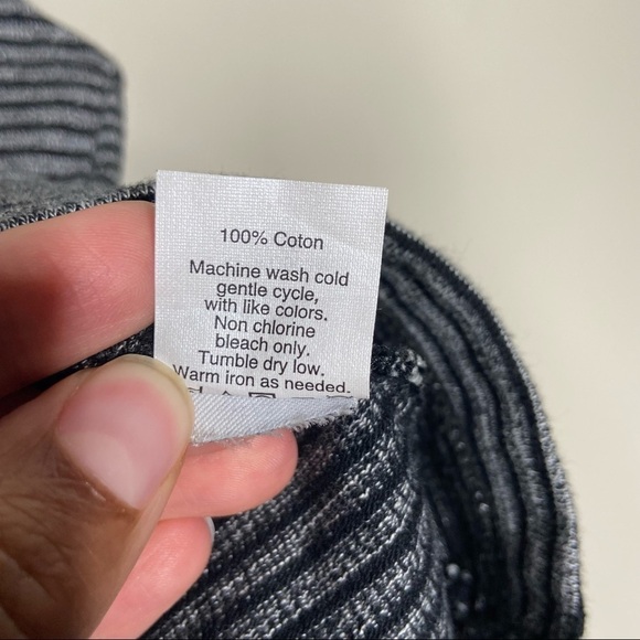 Madewell Size XS Stripe Crossover Tank Top 100% Cotton Black C9024 - Picture 5 of 6